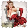 pin-up des années 1950 habillée en Père Noël