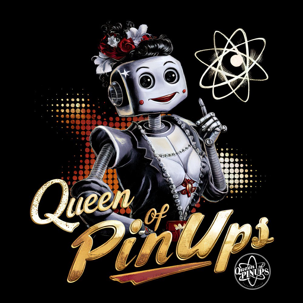 T-shirt Pin-Up Robot Rétro Futuriste – Design Vintage et Audacieux 1 Pin-Up Robot Rétro