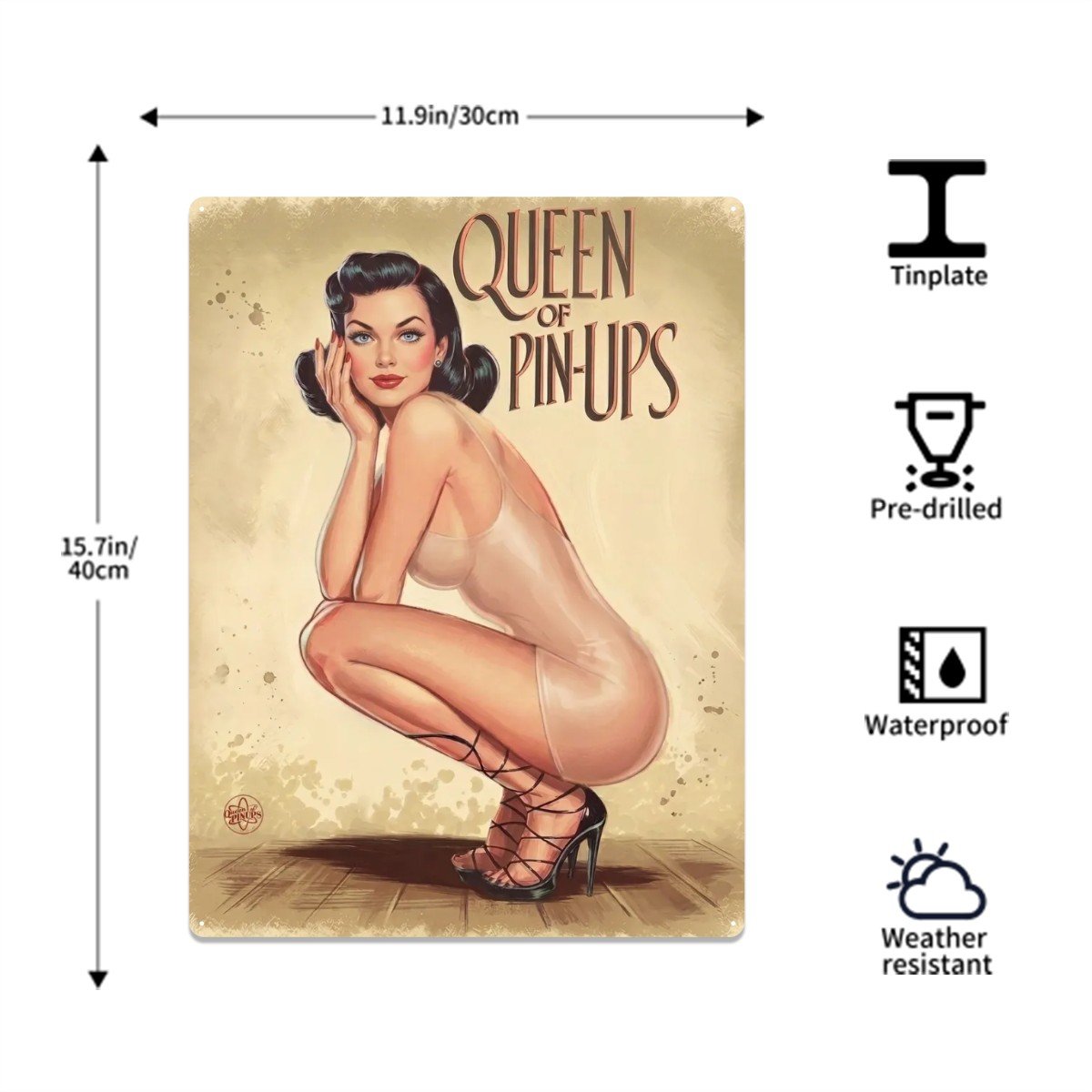 Plaque Métallique Pin-up Élégance Intemporelle 9 Plaque Métallique Pin-up Élégance Intemporelle – Image 5
