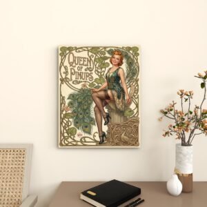Tableau Toile Imprimée Pin-Up Paon et Plume