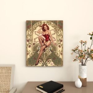 Tableau Toile Imprimée Pin-Up Paons et Corset