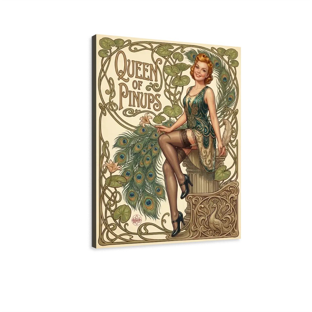 Tableau Toile Imprimée Pin-Up Paon et Plume 4 Tableau Toile Imprimée Pin-Up Paon et Plume – Image 4