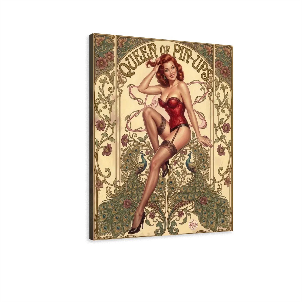 Tableau Toile Imprimée Pin-Up Paons et Corset 4 Tableau Toile Imprimée Pin-Up Paons et Corset – Image 4