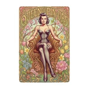 Pin-up Vintage Art Nouveau sur fauteuil